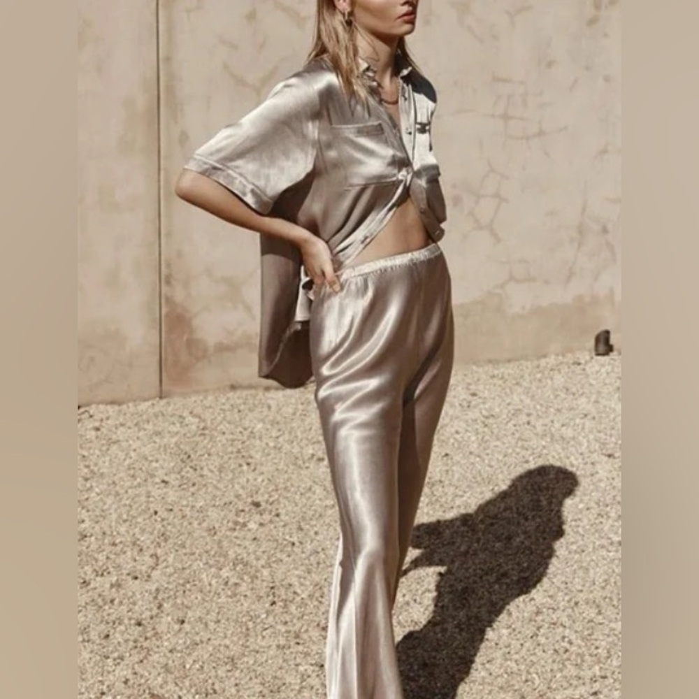 Dissh - Simone Pewter metallic Satin Bias Cut Pant Size us 2